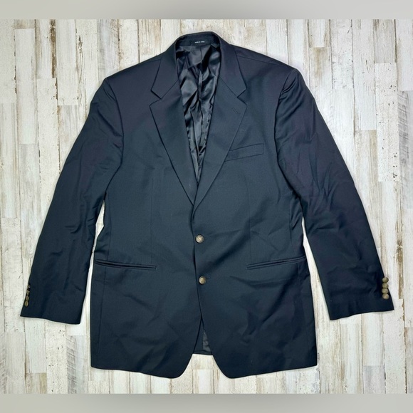 Ralph Ralph Lauren Blazer Jacket Men's 44L Black Classic Military Style Buttons - Picture 1 of 12